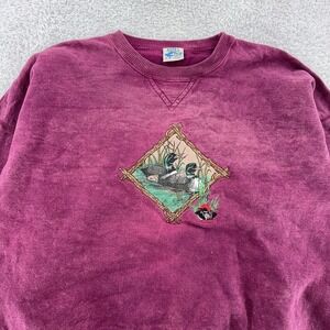 Vtg Rivers Edge Ducks Sweatshirt Large Ducks‎ Embroidered Crewneck 90s Canada